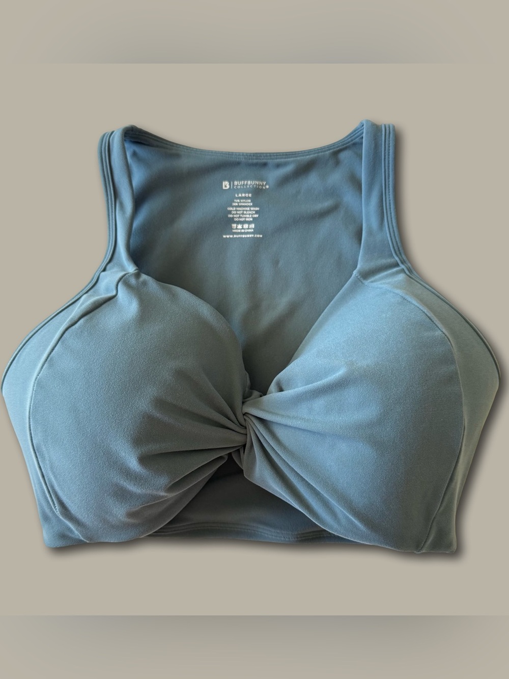 Buffbunny Collection Rosa Twist Front Sports Bra Large Slate Blue
